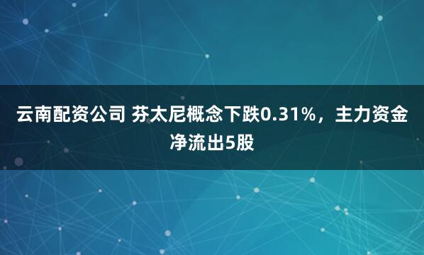 云南配资公司 芬太尼概念下跌0.31%，主力资金净流出5股