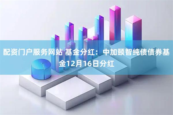 配资门户服务网站 基金分红:中加颐智纯债债券基金12月16日分红